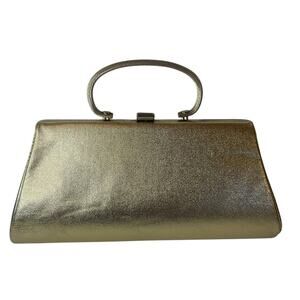 Vintage Gold Metallic Clutch - Glamorous Evening Handbag, Retro Wedding Purse